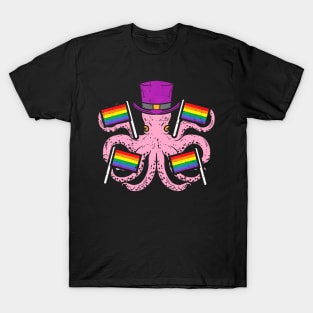 Gay Octopus  Flags  LGBTQ Pride Men Women Kids T-Shirt